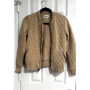 Pact Quilted Bomber Jacket Tan Organic Cotton XS Zip Up